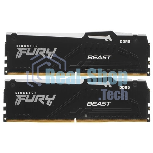 Оперативная память Kingston Fury Beast, DDR5, 16Gb (2x8GB), 5600MHz, CL40, DIMM, с радиаторами, RGB, черный