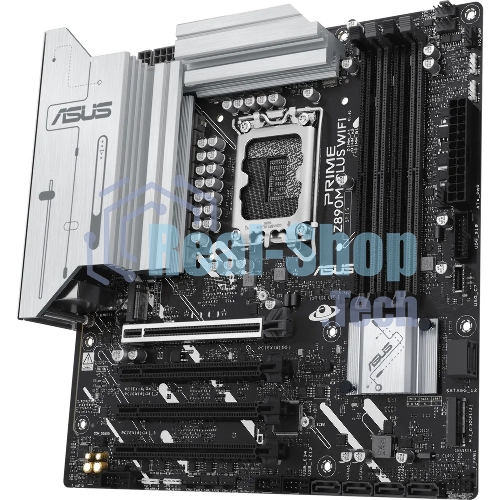 Материнская плата ASUS PRIME Z890M-PLUS WIFI, LGA 1851, Intel Z890, 4xDDR5, 6xSATA, 3xM.2, 1xPCIe 5.0 x16, 1xPCIe 4.0 x4, 2xPCIe 4.0 x1, 1xHDMI, 1xDP, 1x2.5Gb LAN, 2xUSB-A 2.0, 4xUSB-A 3.2 Gen 1, 1xUSB-A 3.2 Gen 2, 1xUSB-C 3.2 Gen 2x2, 3x3.5 мм, 7.1, mATX
