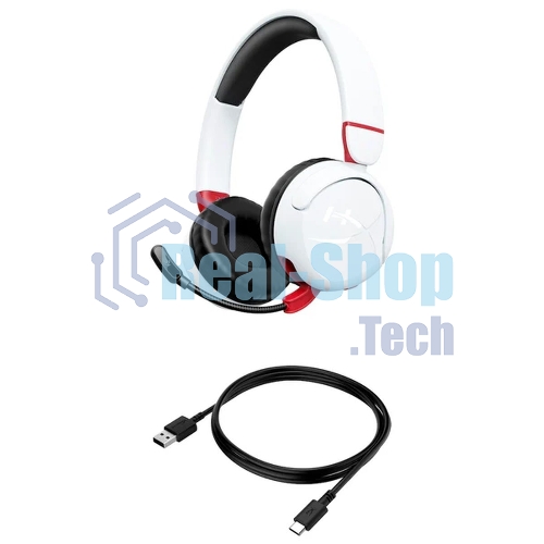 Гарнитура HyperX Cloud Mini белый, беспроводная + проводная, Bluetooth, до 25 ч, совместимость с PS5, Xbox