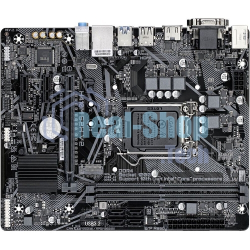 Материнская плата Gigabyte H410M S2H V2 2.1, LGA 1200, Intel Q470, 2xDDR4, 4xSATA, 1xM.2, 1xPCIe 3.0 x16, 2xPCIe x1, 1xHDMI, 1xDVI-D, 1xVGA, 1x 1Gb LAN, 2xUSB-A 3.2 Gen 1, 4xUSB-A 2.0, 3x3.5 мм, 7.1, mATX