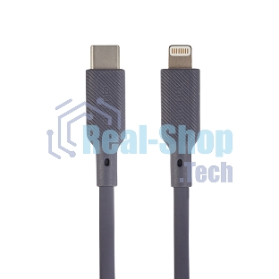 Кабель QUMO, MFI С94, Type-C на MFI Apple 8 pin, силиконовый, 1м, 2,22A, 9V, 20W, PD (серый)