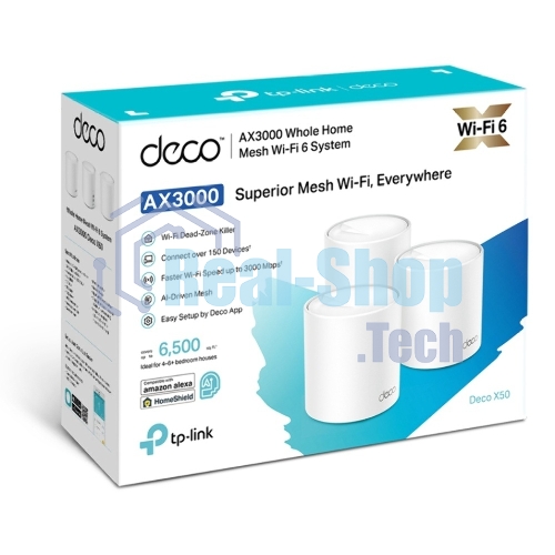 Бесшовный Mesh роутер TP-Link Deco X50(3-Pack) AX3000 10/100/1000BASE-TX (упак.:3шт)