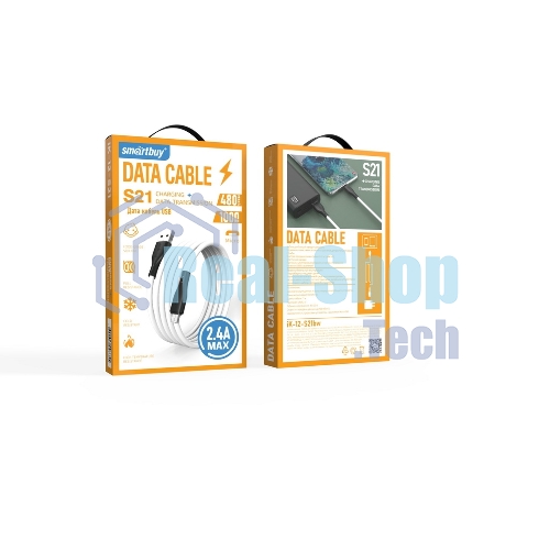Кабель Smartbuy (iK-12-S21bw) S21 MicroUSB белый, 2.4 А, сил., 1 м