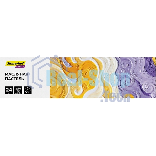 Масляная пастель Silwerhof Create, круглые, 24 цвета, длина 70мм, диаметр 10мм, картонная коробка