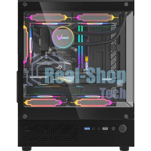 Компьютерный корпус MiniTower AeroCool/Formula Crystal Z1CM PLUS AR black (mATX, без БП, USB Type-A+USB Type-C) (Crystal Z1CM Plus Black AR)