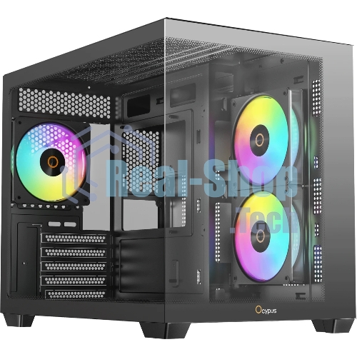 Корпус Ocypus Gamma C54 BK ARGB, Mini-Tower, чёрный, 3 x 120 мм