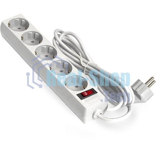 Удлинитель ExeGate EC-5-3W EX279360RUS белый, 3 м, евровилка, 5 розеток, 2200 Вт