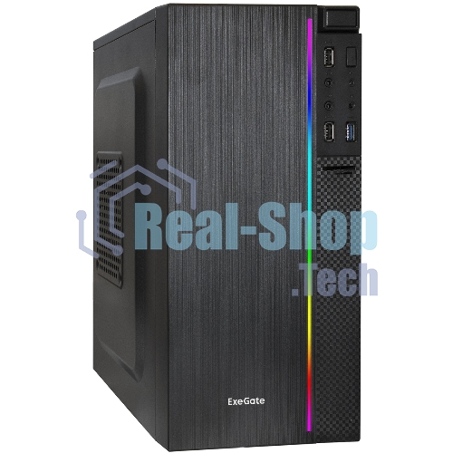 Компьютерный корпус Minitower ExeGate mEVO-9302-RGb-700W-12 (mATX, БП 700NPX с вент. 12см, 2хUSB+1хUSB 3.0, HD аудио, черный с RGb подсветкой)