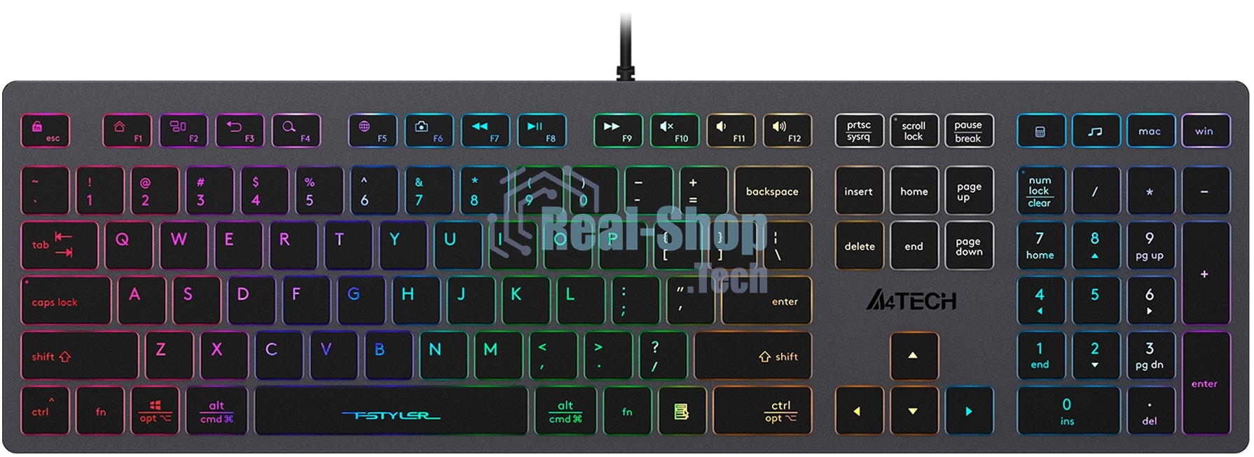 Клавиатура A4Tech Fstyler FX60H проводная, USB Type-A, серый