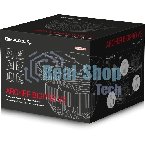 Кулер для процессора DEEPCOOL ARCHER BIGPRO V2 черный/синий, 120 мм, алюминий/медь, 2000 об/мин, 29.7 дБ, 4 pin, 125 Вт, 70 мм