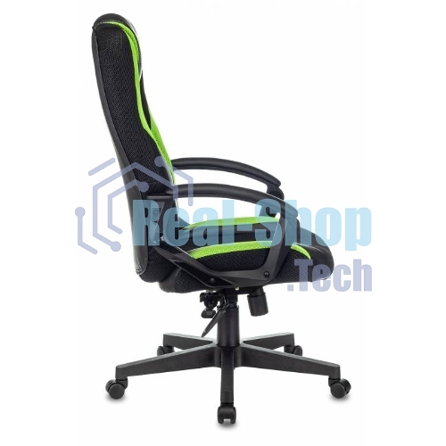 Кресло Бюрократ Zombie 9 черный/салатовый, экокожа, 120 кг, механизм качания