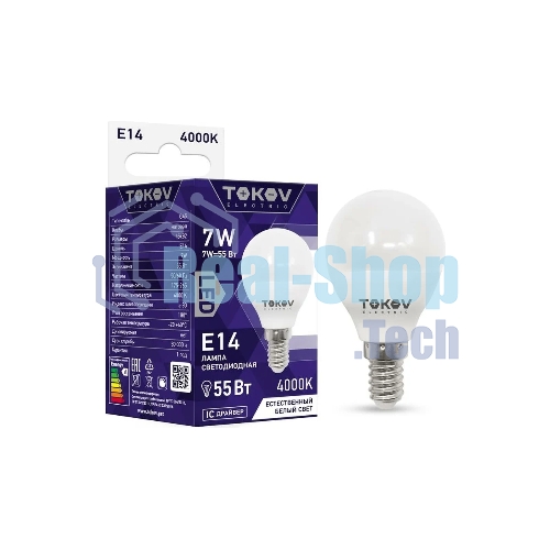 Лампа светодиодная TOKOV ELECTRIC 7Вт G45 4000К Е14 176-264В