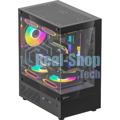 Компьютерный корпус MiniTower AeroCool/Formula Crystal Z1CM PLUS AR black (mATX, без БП, USB Type-A+USB Type-C) (Crystal Z1CM Plus Black AR)