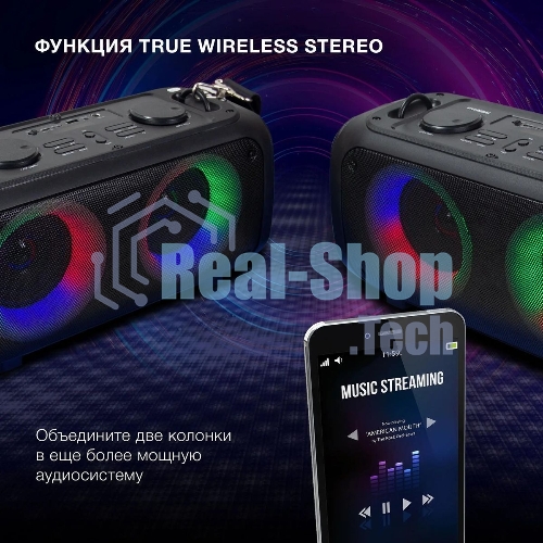 Колонка портативная Hyundai H-PS1030 черный/черный 40 Вт 2.0 BT 10м 3600mAh