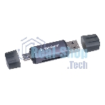 Кард-ридер Gembird FD2-MSD-6/серый/TF/Micro-SD/Micro-SDHC/Micro-SDXC/SD/USB Type-C/USB (OTG)/алюминий