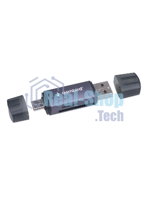 Кард-ридер Gembird FD2-MSD-6/серый/TF/Micro-SD/Micro-SDHC/Micro-SDXC/SD/USB Type-C/USB (OTG)/алюминий