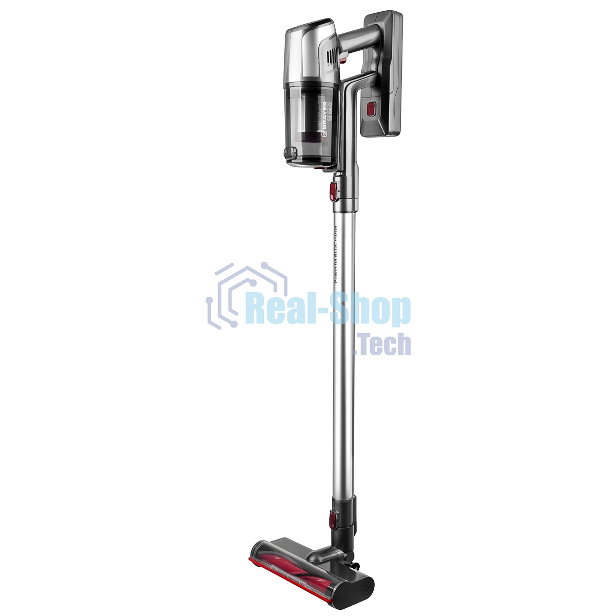 Пылесос вертикальный BRAYER BR4265 серый, питание от аккумулятора, 320 Вт, уборка сухая, пылесборник 0.5 л