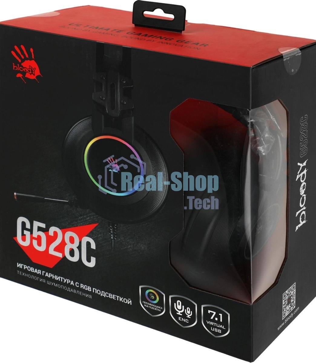 Гарнитура Bloody G528C чёрный, проводная, подсветка