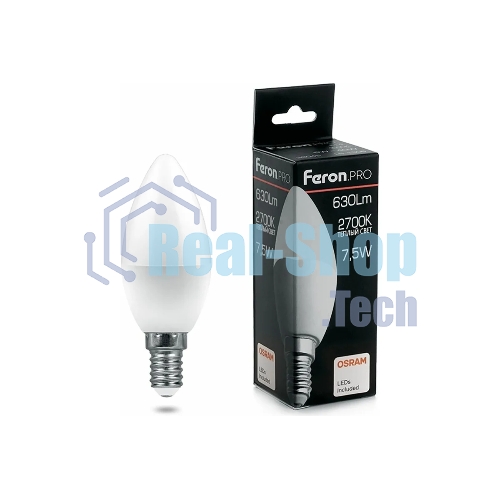 Лампа светодиодная Feron PRO LB-1307 свеча E14 7.5W 2700K