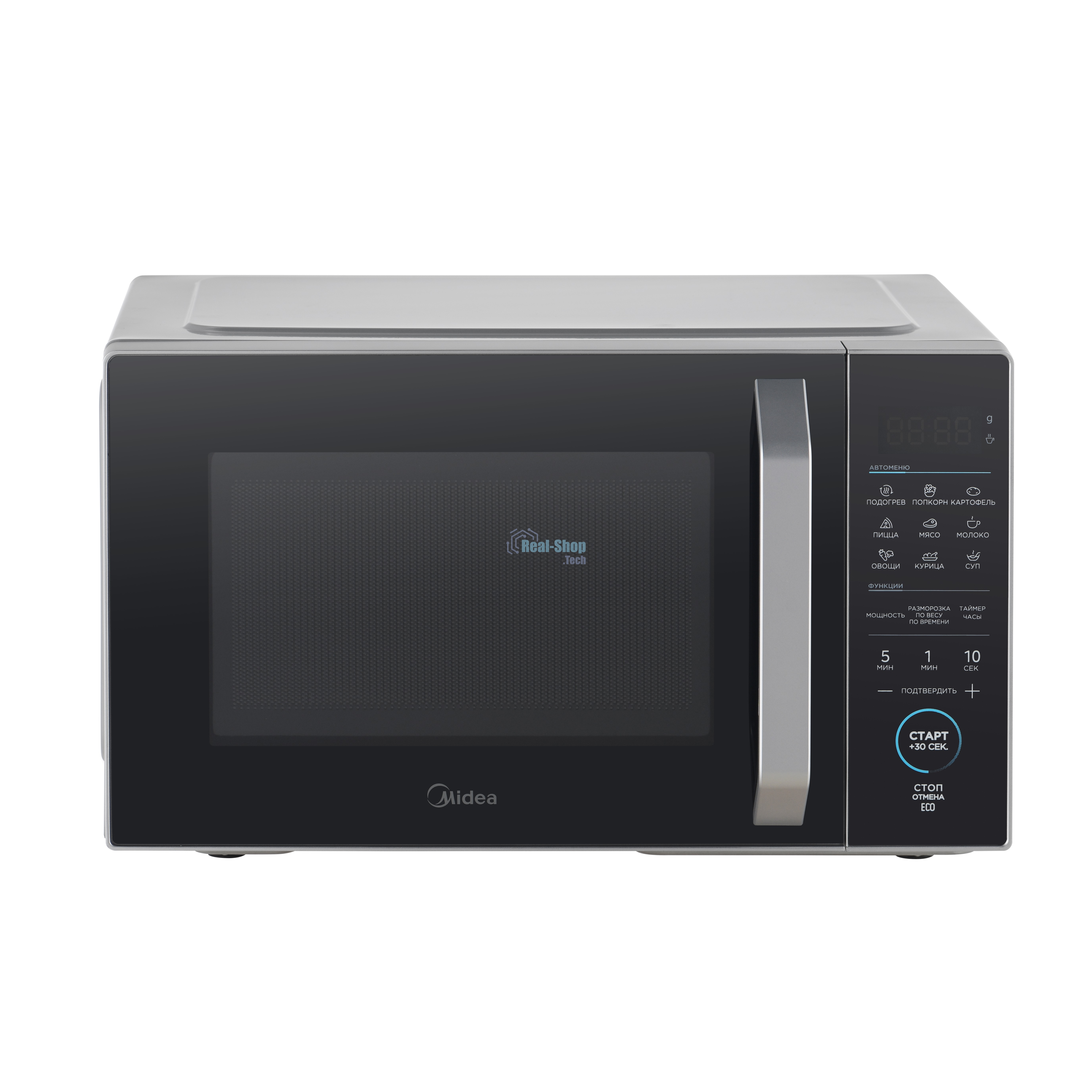 Микроволновая печь Midea EM825P2ET-S серебристый, 25 л, 800 Вт, переключатели - сенсор