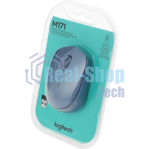 Мышь беспроводная Logitech M171 голубой, 1000 dpi, радиоканал, USB, кнопки - 3