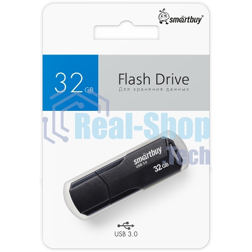 Флешка USB SmartBuy CLUE black (SB32GbCLU-K3), 32Gb, USB 3.0/3.1, R/W 70/25, черный