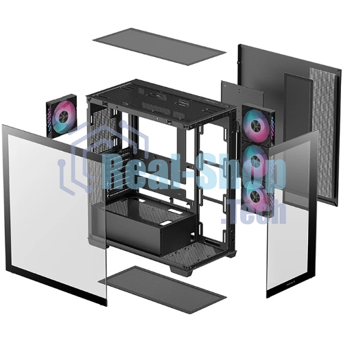 Компьютерный корпус Deepcool CG580 4F черный без БП ATX 6x120мм 3x140мм 2xUSB 3.0 audio bott PSU