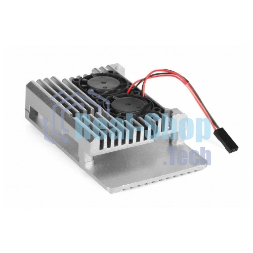Корпус Qumo Aluminum case with double black fans, Raspberry Pi 4, silver(RS009)