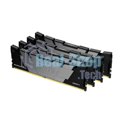Оперативная память Kingston Fury Renegade, DDR4, 64GB (4x16GB), 3200MHz, CL16, DIMM, радиатор, черный