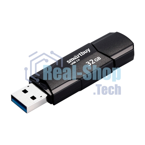Флешка USB SmartBuy CLUE black (SB32GbCLU-K3), 32Gb, USB 3.0/3.1, R/W 70/25, черный