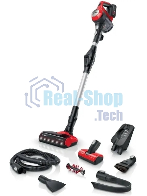 Пылесос вертикальный Bosch BCS711PET черный/красный, питание от аккумулятора, 18 Вт, уборка сухая, пылесборник контейнер 0.3 л