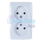 Розетка 2-м ОП Viola 16А IP20 без заземл. белый LEZARD 751-0200-128