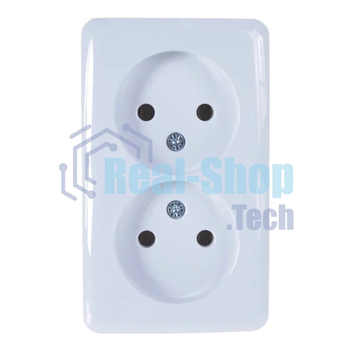 Розетка 2-м ОП Viola 16А IP20 без заземл. белый LEZARD 751-0200-128