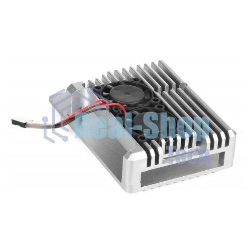 Корпус Qumo Aluminum case with double black fans, Raspberry Pi 4, silver(RS009)