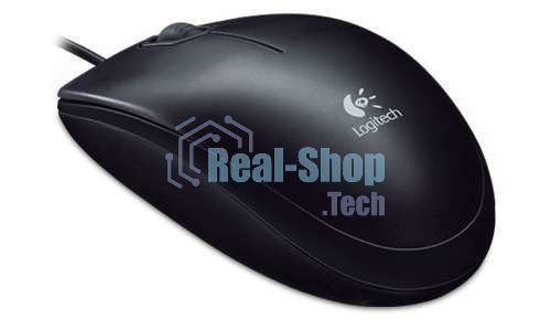 Мышь проводная Logitech B100 черный, 1000 dpi, USB, кнопки - 3