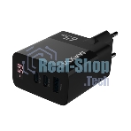 Сетевое зарядное устройство Maxvi A583GN Type-C 65W + Type-C 40W + USB 22W, GAN, PD, QC, LED дисплей, черный