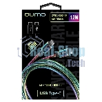 Кабель Qumo, Type С - Type C, USB 3.0, 1,2м, 5-20В, 5А, 100 Вт, опл. металл. пружинка, кон. металл, rainbow