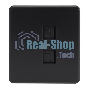 Розетка Kranz ROUND компьютерная двойная RJ45+RJ45 кат6 с/у оникс