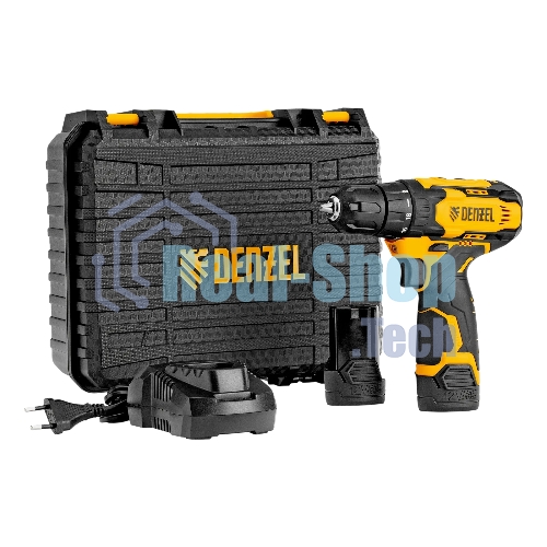Дрель-шуруповерт Denzel CDQ-12, 12 В, 1,5 Ач, 30 Нм, щеточный