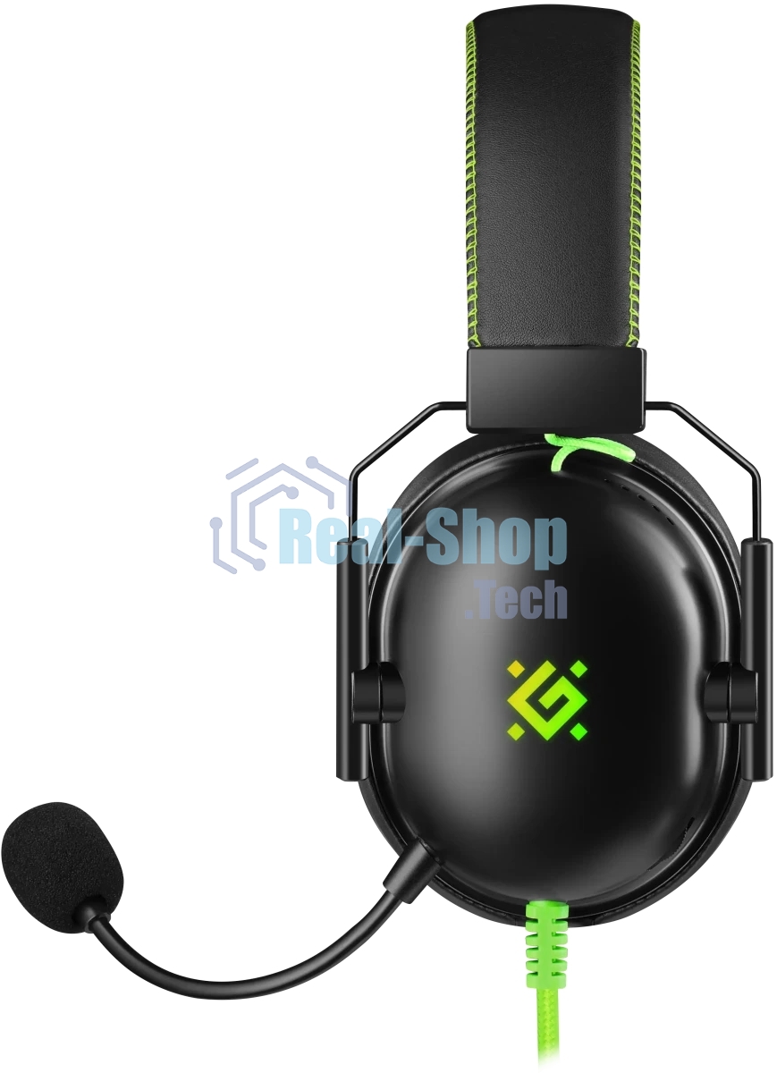 Гарнитура Defender Toxic чёрный, проводная, USB / mini jack 3.5 мм, подсветка
