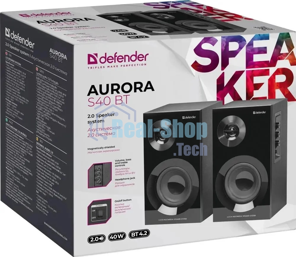 Акустическая система Defender Aurora S40 BT 2.0 40Вт, bluetooth, 220В