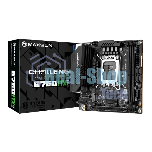 Материнская плата Maxsun Challenger B760ITX D5, LGA 1700, Intel B760, 2xDDR5, 4xSATA, 2xM.2, 1xPCIe 5.0 x16, 2xHDMI, 2xDP, 2x 2.5Gb LAN, 2xUSB 3.2 Gen 1, 4xUSB 2.0, 5.1, Mini-ITX