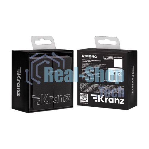 Выключатель Kranz STRONG 2 кл с подсветкой 10А с/у антрацит