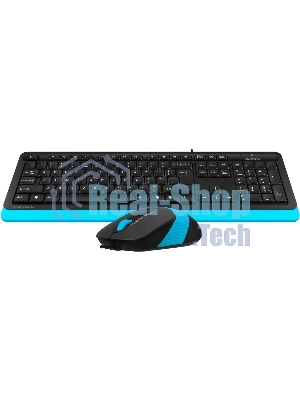 Комплект клавиатура+мышь A4Tech FStyler F1010 проводной, USB, 1600 DPI, чёрный/синий