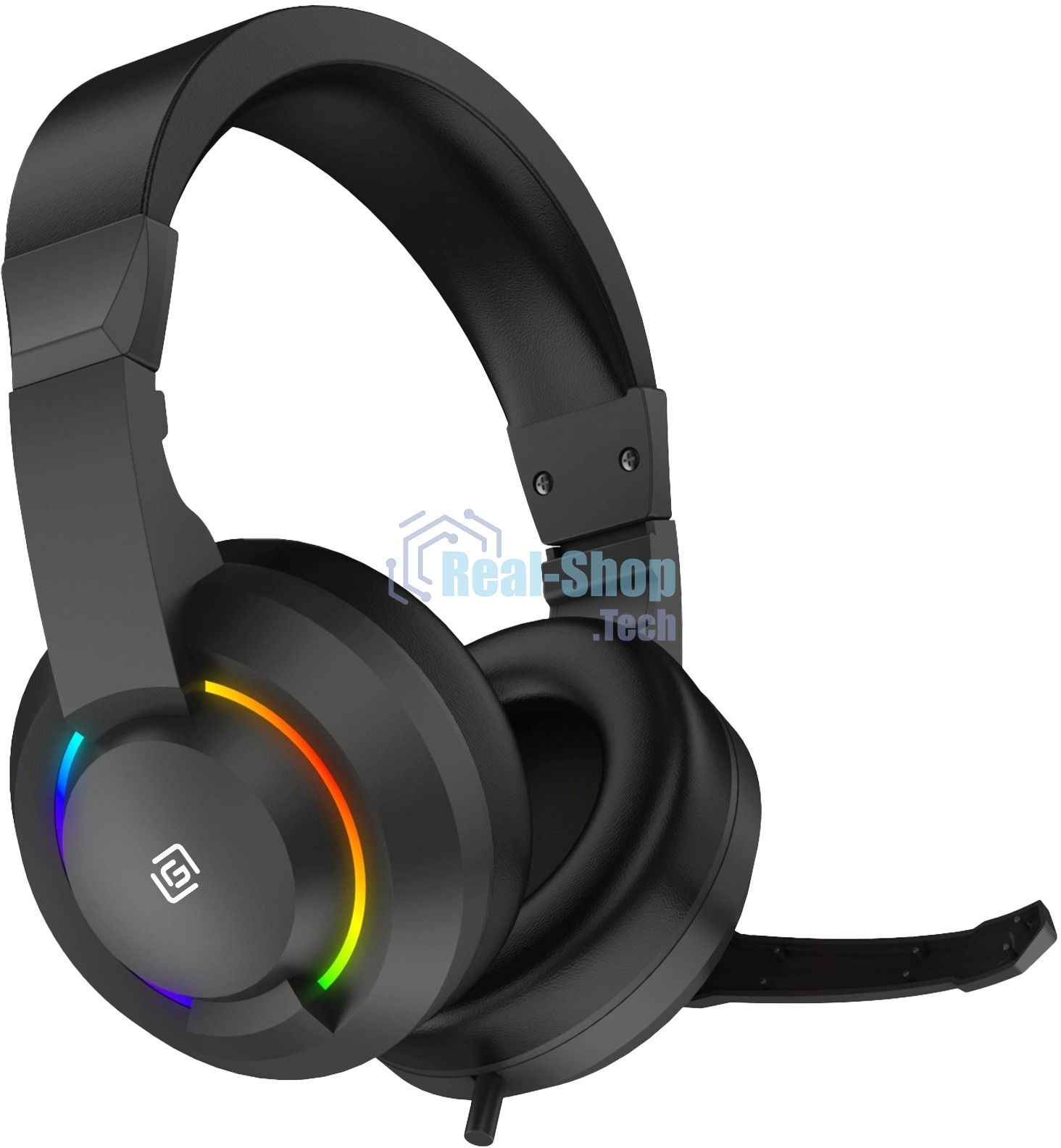Гарнитура Oklick HS-L315G чёрный, проводная, 3.5 мм, подсветка