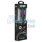 Кабель Qumo, USB 2.0-Type C, 1м, 5/9/12В, 5A, 22.5Вт (Huawei FCP и SCP), опл. металл. пружинка, кон. металл, rainbow
