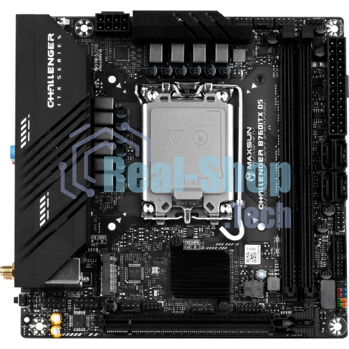 Материнская плата Maxsun Challenger B760ITX D5, LGA 1700, Intel B760, 2xDDR5, 4xSATA, 2xM.2, 1xPCIe 5.0 x16, 2xHDMI, 2xDP, 2x 2.5Gb LAN, 2xUSB 3.2 Gen 1, 4xUSB 2.0, 5.1, Mini-ITX