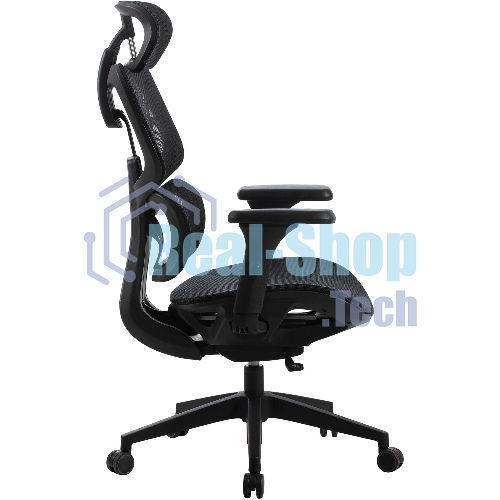 Кресло Cactus CS-MC555-BK черный, сетка, 150 кг, подголовник, регулируемые подлокотники, механизм качания
