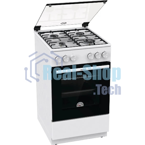Плита газовая Gorenje GG5A10WH белый, конфорок 4 газовых, духовка 70 л, 50 см x 85 см x 59.4 см