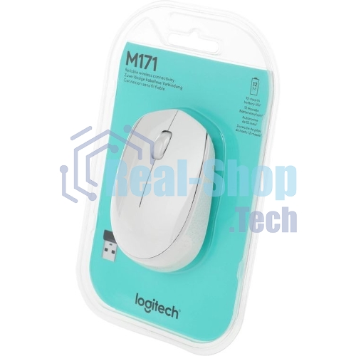 Мышь беспроводная Logitech M171 белый, 1000 dpi, радиоканал, USB, кнопки - 3